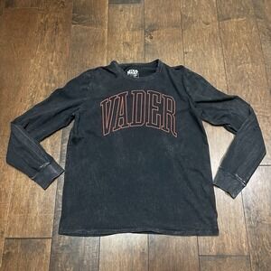 Star Wars Mens Darth Vader Long Sleeve Shirt Black Size Medium Acid‎ Wash